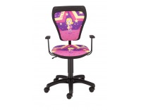 Detská stolička na kolieskach s podrúčkami Ministyle - čierna / vzor superstar