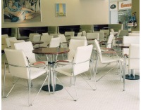Konferenčná stolička Samba - chróm / krémová ekokoža (V18N)