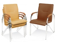 Konferenčná stolička Samba - chróm / krémová látka (M56)