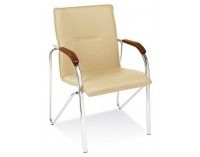 Konferenčná stolička Samba - chróm / krémová ekokoža (V18N)
