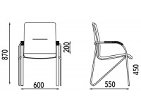 Konferenčná stolička Samba - chróm / krémová látka (M56)