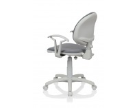 Detská stolička na kolieskach s podrúčkami Smart White - šedá ekokoža (V28)