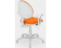Detská stolička na kolieskach s podrúčkami Smart White - oranžová ekokoža (V83)