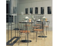 Jedálenská stolička Tulipan - chróm / modrá látka (C14)