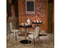 Jedálenská stolička Tulipan Plus - chróm / hnedá látka (M54)