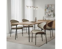 Jedálenská stolička Nuria - sivohnedá (taupe) / orech / čierna
