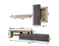 Obývacia stena Calabria - dub sonoma / tmavý betón