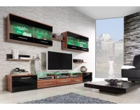 Obývacia stena Cama I - slivka / čierny lesk