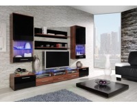 Obývacia stena Cama II - slivka / čierny lesk