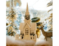 Svietiaci vianočný kostolík Odetta - biela