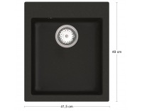 Granitový kuchynský drez so sifónom Odi ONB 01-42 41,5x49 cm - čierna