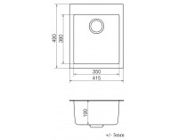 Granitový kuchynský drez so sifónom Odi ONB 01-42 41,5x49 cm - čierna