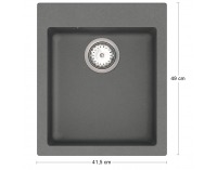 Granitový kuchynský drez so sifónom Odi ONB 01-42 41,5x49 cm - tmavosivá