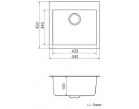 Granitový kuchynský drez so sifónom Odi ONB 01-49 48x45 cm - čierna