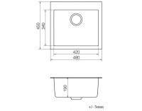 Granitový kuchynský drez so sifónom Odi ONB 01-49 48x45 cm - tmavosivá