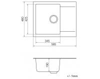 Granitový kuchynský drez so sifónom Odi ONB 02-61 58,5x48 cm - čierna