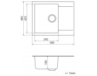 Granitový kuchynský drez so sifónom Odi ONB 02-61 58,5x48 cm - tmavosivá