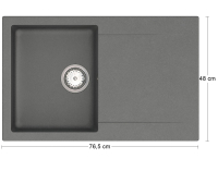 Granitový kuchynský drez so sifónom Odi ONB 02-78 76,5x48 cm - tmavosivá
