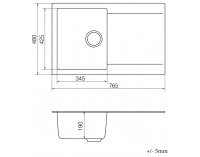 Granitový kuchynský drez so sifónom Odi ONB 02-78 76,5x48 cm - tmavosivá