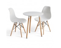 Okrúhly jedálenský stôl Elcan 60 60x75 cm - biela / buk