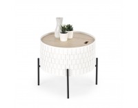 Okrúhly konferenčný stolík s úložným priestorom Sintra - biela / prírodná / čierna