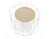 Okrúhly príručný stolík (2 ks) Dalux - prírodná / biela