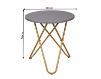 Okrúhly príručný stolík Rondel - sivá / zlatá