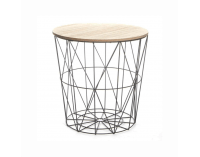 Okrúhly príručný stolík s úložným priestorom Nancer Typ 1 - prírodná / čierna