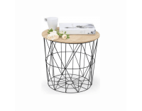 Okrúhly príručný stolík s úložným priestorom Nancer Typ 1 - prírodná / čierna