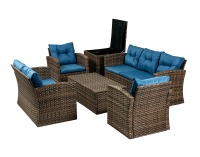 Záhradný nábytok z umelého ratanu Olivonder - hnedá / modrá