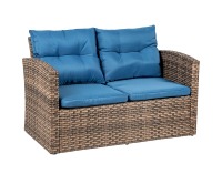 Záhradný nábytok z umelého ratanu Olivonder - hnedá / modrá