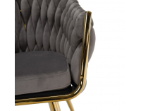 Dizajnové kreslo Olven - sivá / zlatá