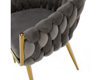 Dizajnové kreslo Olven - sivá / zlatá