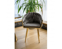 Dizajnové kreslo Olven - sivá / zlatá