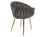 Dizajnové kreslo Olven - sivá / zlatá