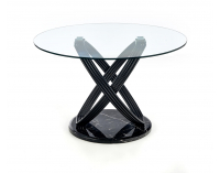 Okrúhly sklenený jedálenský stôl Optico - priehľadná / čierna