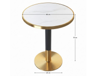 Jedálenský bistro stôl Oren 80 - biely mramor / čierna / zlatá