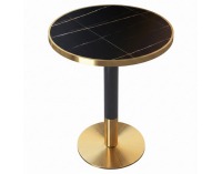Jedálenský bistro stôl Oren 80 - čierny mramor / čierna / zlatá