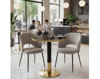 Jedálenský bistro stôl Oren 80 - čierny mramor / čierna / zlatá