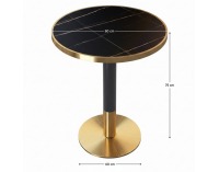 Jedálenský bistro stôl Oren 80 - čierny mramor / čierna / zlatá