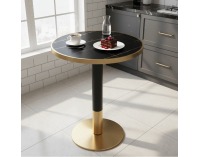Jedálenský bistro stôl Oren 80 - čierny mramor / čierna / zlatá