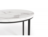 Okrúhly konferenčný stolík (2 ks) Oreo - biely mramor / čierna