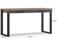 Písací stôl so zásuvkami Ovida 140 2DRWS - craft tobaco / matera
