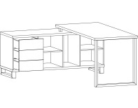 Rohový písací stôl Ovida 1D3DRWS - craft tobaco / matera