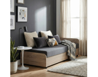 Jednolôžková posteľ (váľanda) s úložným priestorom Pamir - dub sonoma / sivá