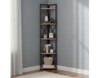 Rohový regál Pasoko - dub / čierna