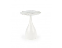 Okrúhly príručný stolík Patrizia - biely mramor / biela