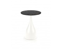 Okrúhly príručný stolík Patrizia - čierny mramor / biela