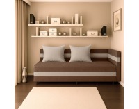 Jednolôžková posteľ (váľanda) s úložným priestorom Paulita - hnedá / béžová