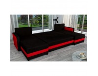 Rohová sedačka U s rozkladom Paulita U L/P - čierna / červená